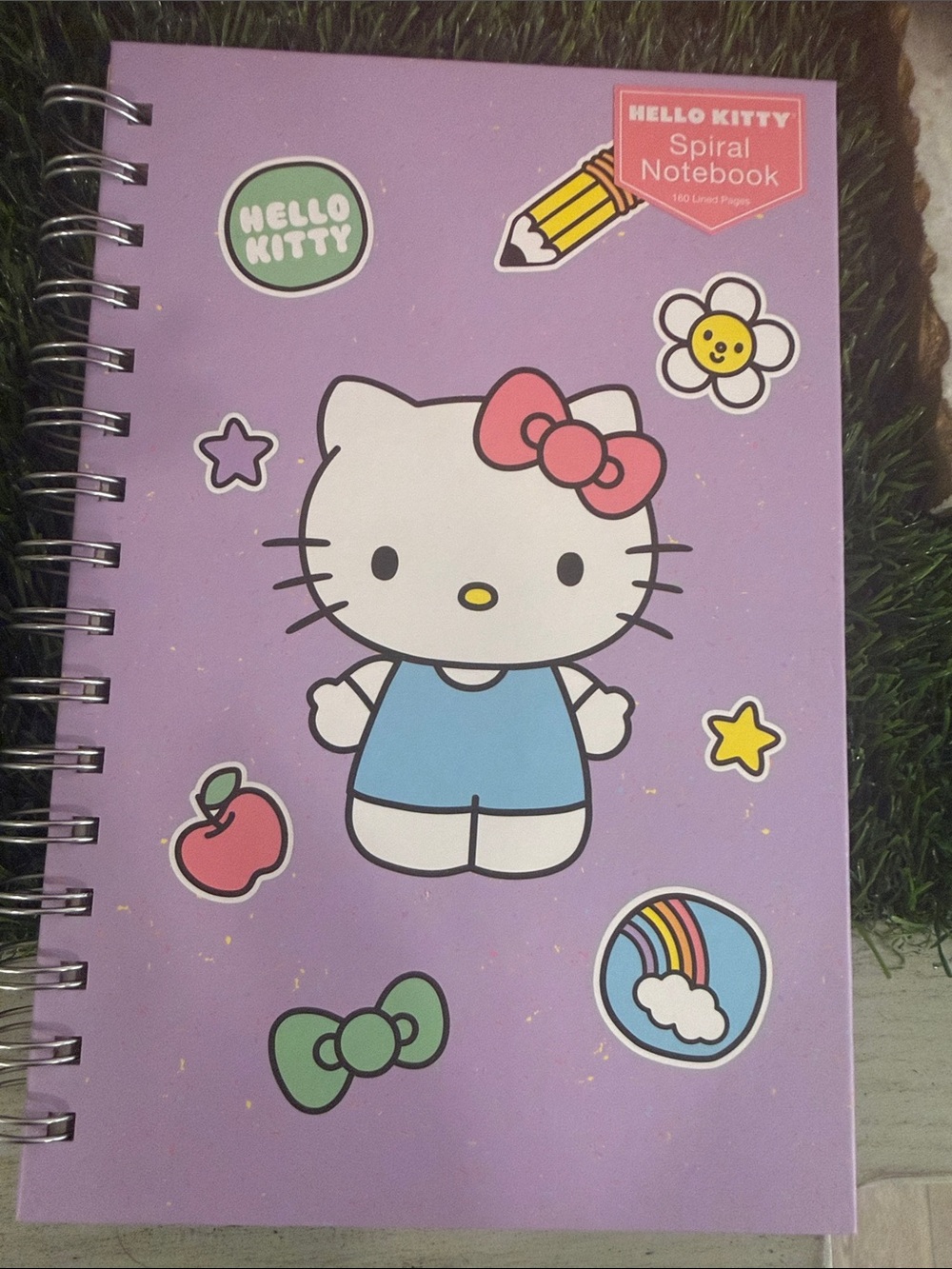 Sanrio Hello Kitty Purple Spiral Notebook - school themed